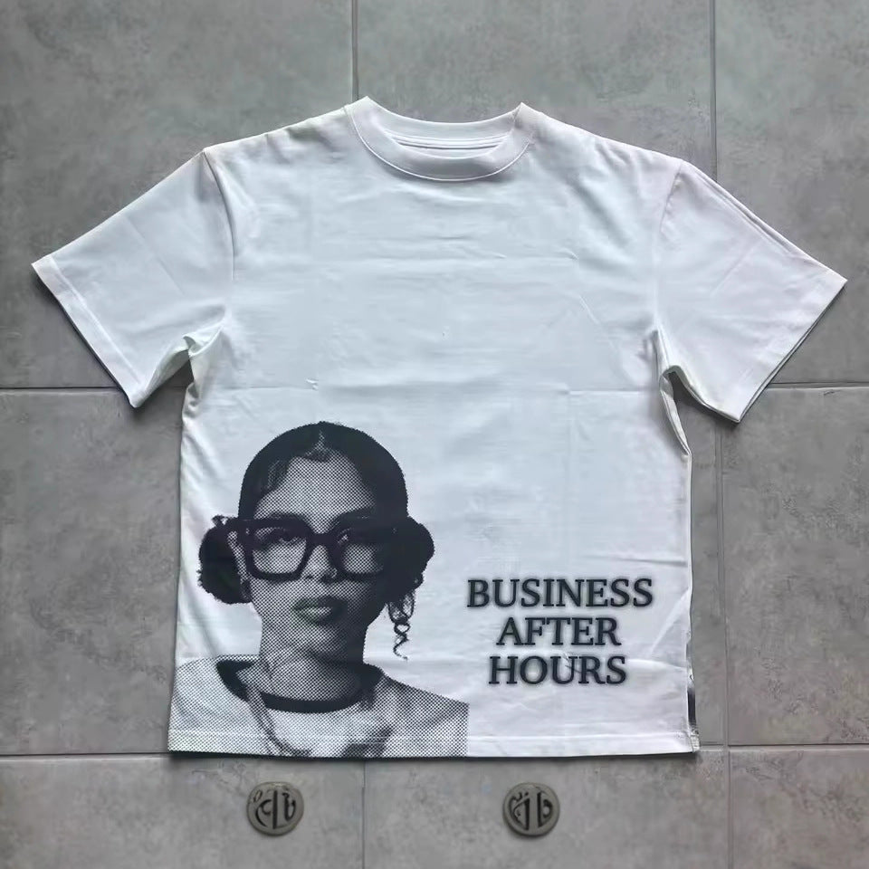 Character print oversized T-shirt, street casual Y2K short-sleeved top T-shirt