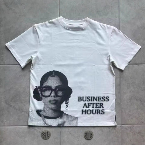 Character print oversized T-shirt, street casual Y2K short-sleeved top T-shirt