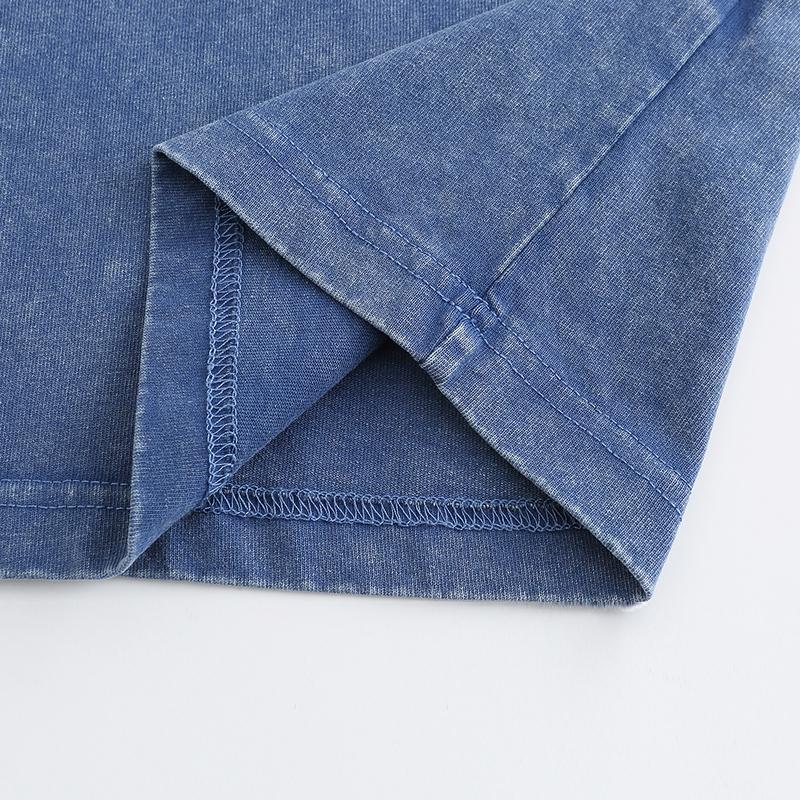 Washed and aged large-sized pure cotton short-sleeved shirt -22