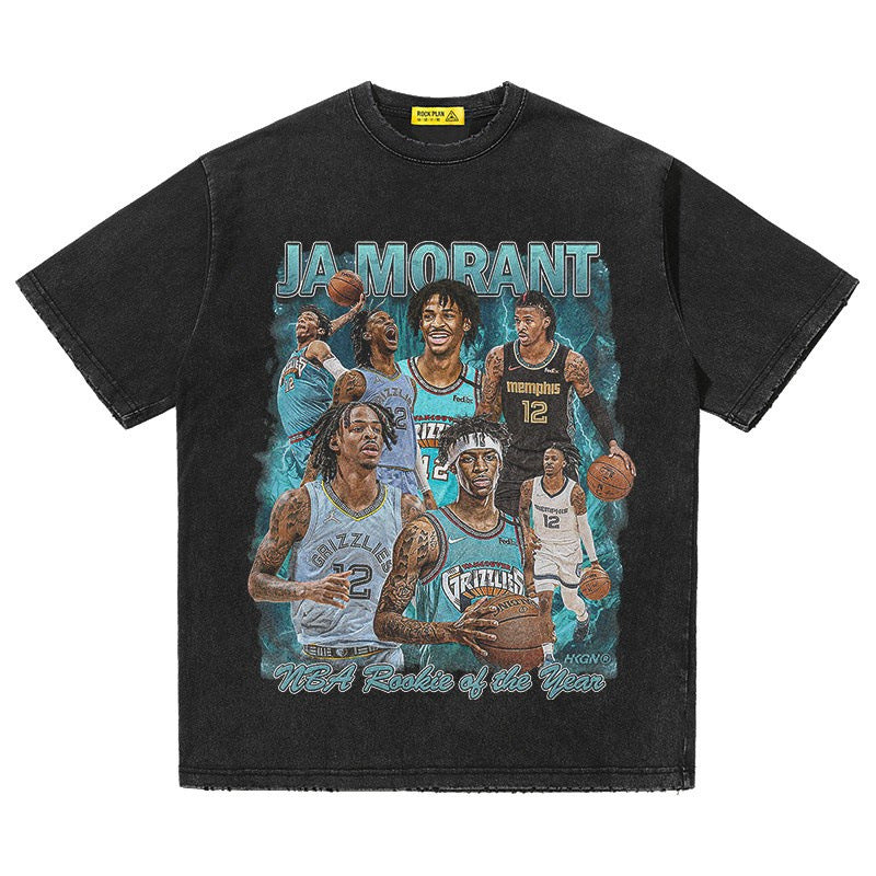 vintage washed and aged short-sleeved T-shirt, loose couple's five-quarter sleeve top