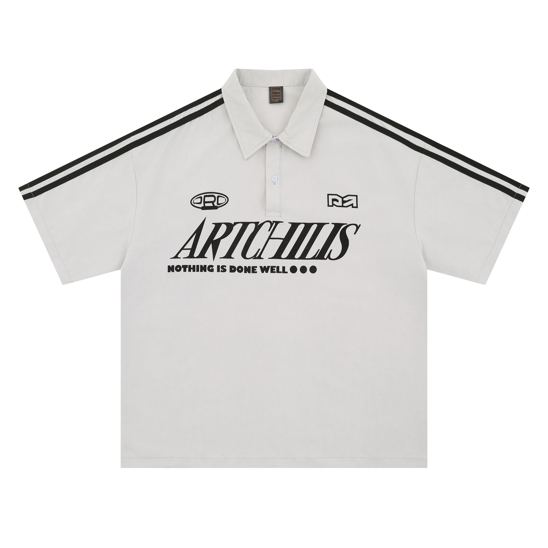 Zongchi Clothing Society American Men's polo letter printed loose casual T-shirt