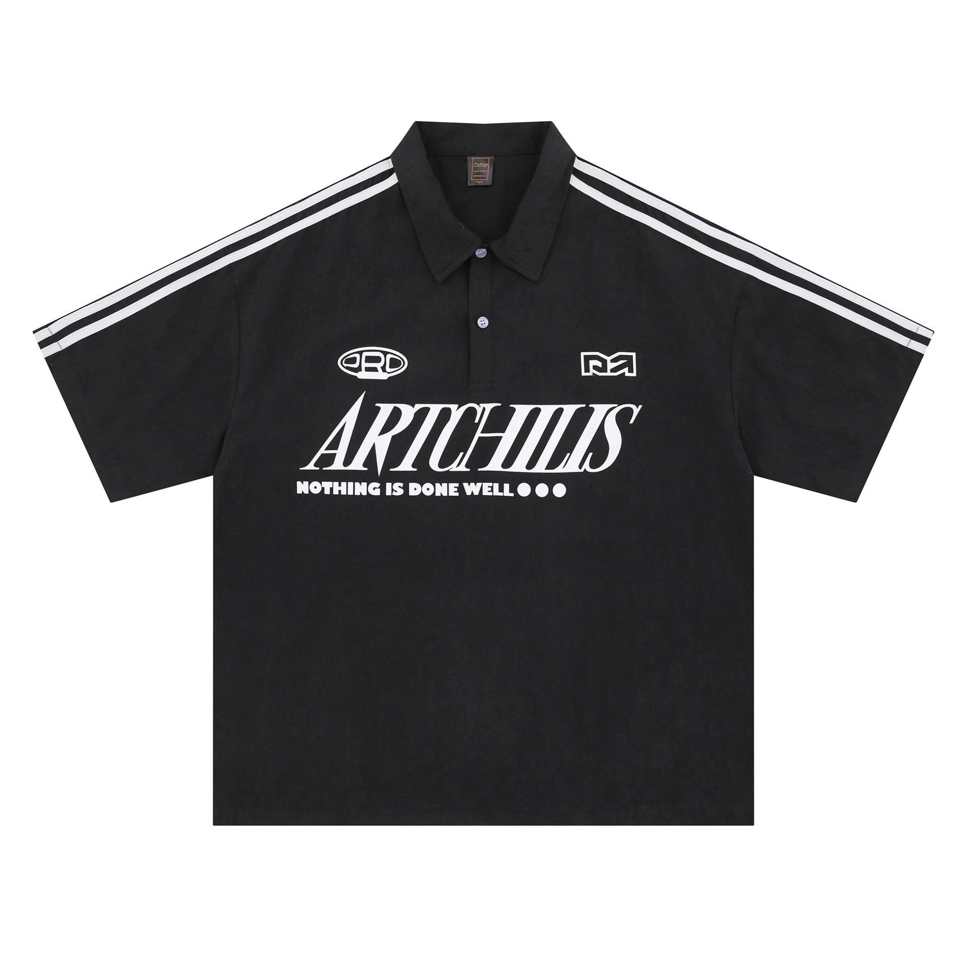 Zongchi Clothing Society American Men's polo letter printed loose casual T-shirt