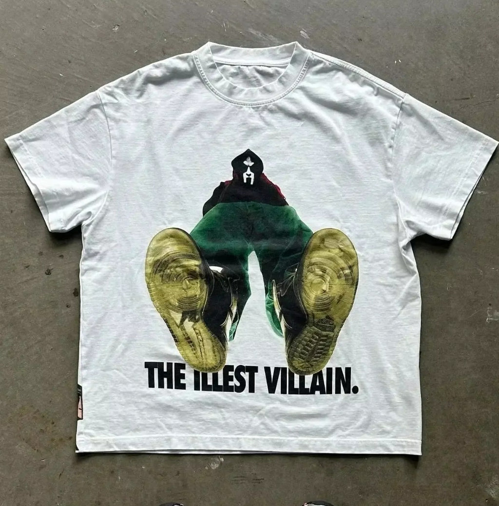 American character pattern printed T-shirt, casual oversized T-shirt, Harajuku Gothic men's T-shirt