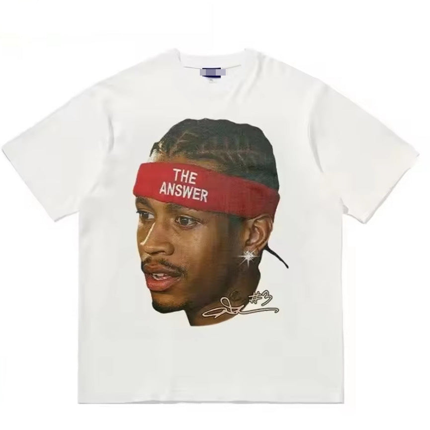 The American football star Morant printed short-sleeved T-shirt for men, with a high street design sense and loose top, is trendy